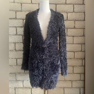 Fuzzy Dark Grey Cardigan​